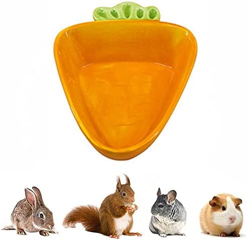  Rabbit Food Bowl - Ceramic Bunny Guinea Pig Hay Feeder Food Dish Water Bowl Chew Resistant Food Bowls Water Feeder For Rabbits, Guinea Pigs, Chinchilla, Ferrets (Big Carrot)