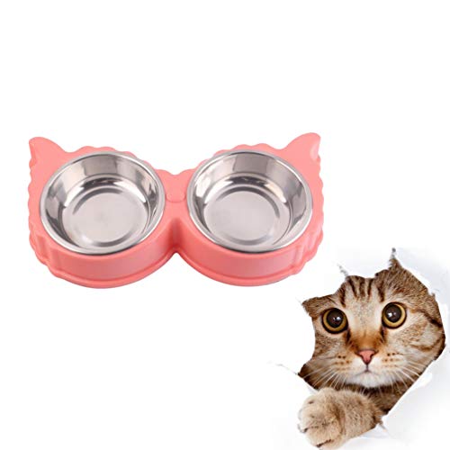  POPETPOP Portable Dog Bowl Portable Dog Bowl Puppy Dog Food Pet Feeder Stainless Steel Double Bowl Food Water Feeding Basin Tray For Pet Dog Cat () Portable Dog Bowl Metal Dog Bowls Metal Dog Bowls