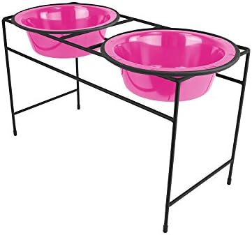  Platinum Pets Double Diner Feeder With Stainless Steel Dog Bowls, 3.5 Cup/28 Oz, Midnight Black, Medium