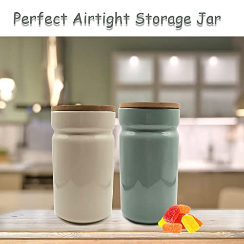  AQARTZA Pet Food Container, 4 X 7 In Ceramic Cat Collection Treat Jar, Dog Food Storage Canister For Hamster Treat, Rabbit Food, Bird Feed