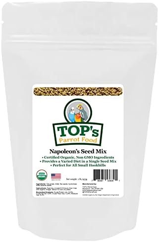  TOP's Napoleon's Seed Mix For All Small Hookbills, Non-GMO, Soy Free, Corn Free, USDA Organic Certified, 5 Lb
