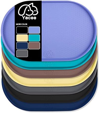  Yacee Silicone Dog Food Mat Waterproof, Easy Clean In Dishwasher, Pet And Cat Mats 0.5" Raised Edges, Placemat Tray To Stop Food Spills And Water Bowl Messes On Floor Large (Small, Black)