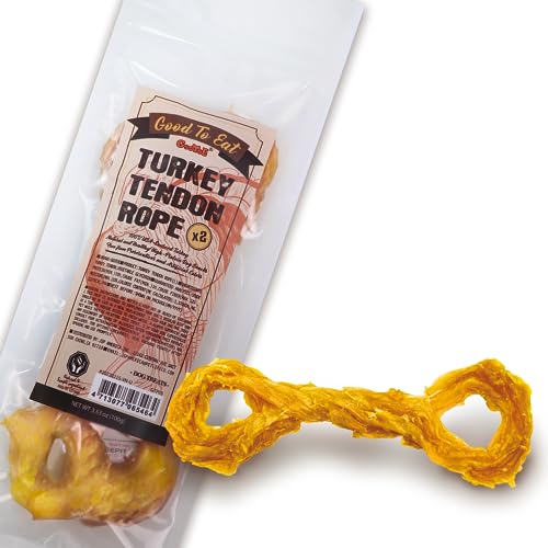  Gootoe Turkey Tendon Dog Treats – 100% USA-Sourced, Natural Snack, Premium Training Chews, Hypoallergenic, Reseal Value Bags, Sizes For Small Medium & Large Dogs, Rope 2 Unit/Pack