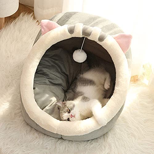  JENPECH Cat Bed Cave For Indoor Cats - Soft Cute Small Cat Bed Warm Pet Basket Kitten Lounger Cushion For Home - Small Pet Bed That Serves As A Cat Cave, Cat Condo