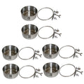  Bird Cage Mount Bowl Bunny Food Rabbit Food 6 Pcs Feeder Silver Stainless Steel Alloy Stainless Steel Dog Bowls Pet Feeder Metal Bird Feeder