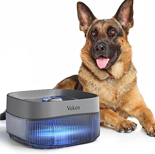  Veken Dog Water Fountain,135oz/4L Dog Water Bowl Dispenser And Automatic Pet Water Fountain For Small To Medium Dogs, Cats & Other Pets，Cat Water Fountain With Smart Pump And Replacement Filter(Grey)