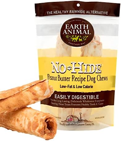  EARTH ANIMAL No Hide Medium Chicken Flavored Natural Rawhide Free Dog Chews Long Lasting Dog Chew Sticks | Dog Treats For Large Dogs | Great Dog Chews For Aggressive Chewers