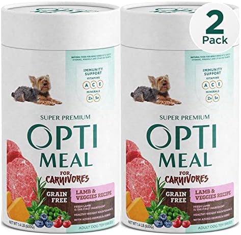  OPtimeal Grain-Free Dog Food - Proudly Ukrainian - Non-Grain Dog Food Dry Recipe, Dry Dog Food To Support Healthy Weight Maintenance - Toy Breeds (3.3 Lbs, Lamb & Veggies)