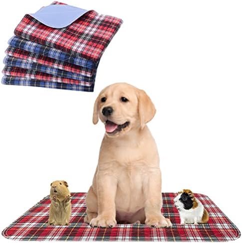 KOOLTAIL Washable Pee Pads For Dogs - Waterproof & Non-Slip Plaid Puppy Potty Training Pads, Reusable Whelping Pads, Dog Food Feeding Mat,Blue & Purple & Brown