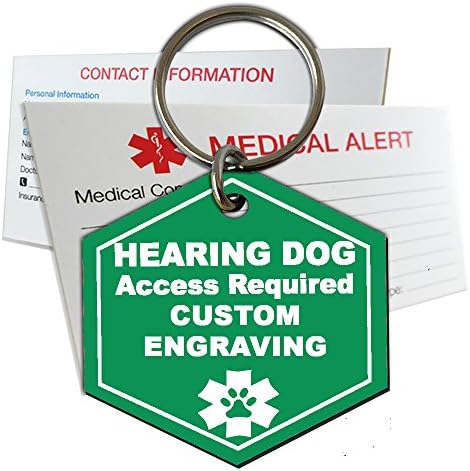  My Identity Doctor Hearing Service Dog Tag Custom Engraved Hexagon Plastic - Light Blue - Large