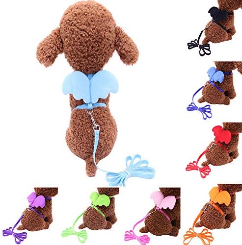 XxiaoTHAWxe Pet Leash Traction Rope, Cute Solid Color Mini Wings Nylon Pet Harness Chest Strap Dog Cat Lead Leash For Walking Training Running - Coffee XS