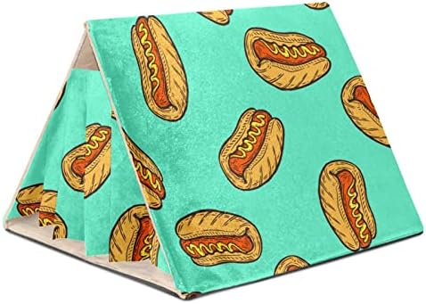  Y-DSIWX Guinea Pig Hideout House Bed, Fast Food Hot Dog Pattern Green Rabbit Cave, Squirrel Chinchilla Hamster Hedgehog Nest Cage