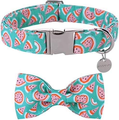  DOGWONG Summer Dog Collar With Bowtie, Green Avocado Dog Collar Comfortable Durable Fruit Dog Collar For Small Medium Large Dog