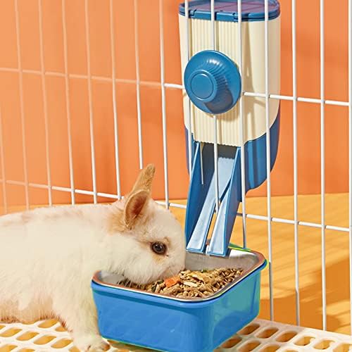  BNOSDM 2 In 1 Rabbit Food Dispenser And Bunny Feeder Bowl Set Rabbit Feeders For Cages Guinea Pig Feeding Dish Pellets For Ferret Chinchilla Hedgehog Small Animals (Green)