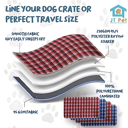  JT Pet Guinea Pig Cage Liner - Pack Of 4 Washable Pee Pads For Dogs, Smooth Fleece Guinea Pig Bedding For Cage & Crates, Reusable & Waterproof Puppy Pee Pads - 36x24 Inches, Plaid