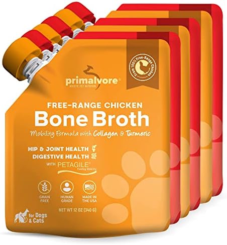  Primalvore All-Natural Duck Bone Broth For Dogs&Cats, Mobility Formula W/Collagen Peptides Supports Hip & Joints, Digestion, Skin&Coat And Hydration, Grain Free, Human Grade, Made In USA. Duck 2 Pack