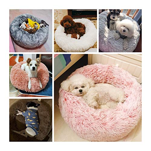  YangYan Kennel Round Pet Cat Bed Soft Plush Cat Dog House Matress Mat Winter Puppy Warm Nest Soft Pet Cat Sleeping House (Color : Grey, Size : 35cm)