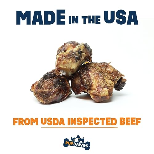  PUPDAWGS Single Ingredient Dog Bone Made In USA - Beef Knee Caps - 100% Natural Dog Bones For Aggressive Chewers - From USDA Inspected Beef - Hickory Smoked - Individually Wrapped (3 Piece Pack)