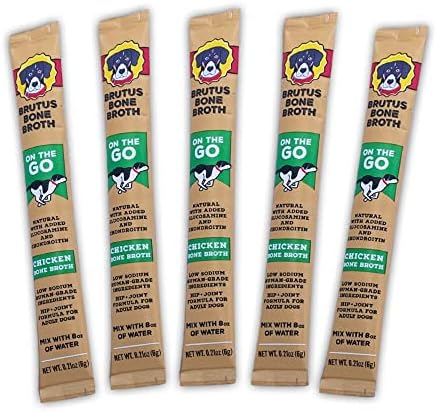  Brutus Instant Vegetable Broth For Dogs & Cats | Natural W/Omegas & Turmeric For Healthy Coat & Skin |Made In USA | Human Grade | Hydrating Dog Food Topper, Gravy, & Treat Vegan Salmon 10-pk