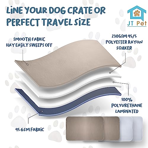  JT Pet Guinea Pig Cage Liner - Pack Of 4 Washable Pee Pads For Dogs, Smooth Fleece Guinea Pig Bedding For Cage & Crates, Reusable & Waterproof Puppy Pee Pads - 36x24 Inches, Brown Grey