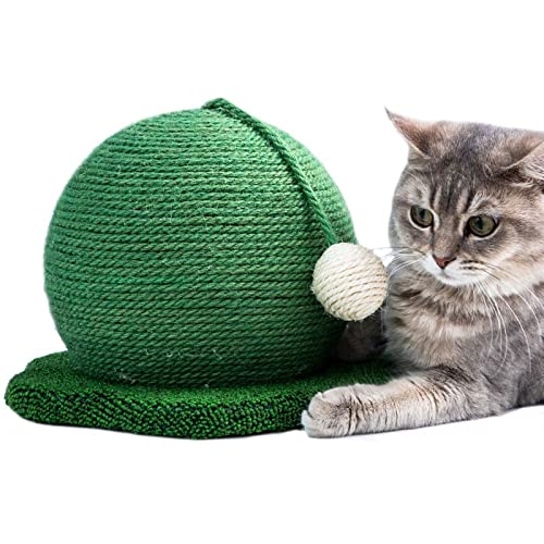  JYDQM Cats Tree Scratcher Woven Cats Scratch Cactus Ball With Wood Base Pet Toy Scratch Board Ball Pet Cat Supplies (Color : C, Size : One Size)