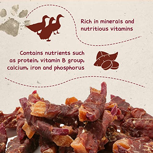  PAWUP Dog Treats Duck Wrapped 2 Sweet Potatoes, Nutritious Pet Supplies W/Taurine For Dogs, Organic Healthy Chews Snack, High In Protein Omega-3 Fiber, 12.5oz