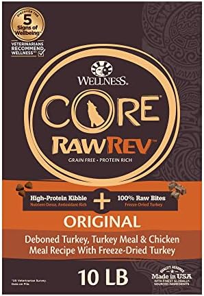  Wellness CORE RawRev Grain-Free Dry Small Dog Food, Natural Ingredients, Made In USA With Real Freeze-Dried Meat (Adult, Small Breed, 4 Lbs)