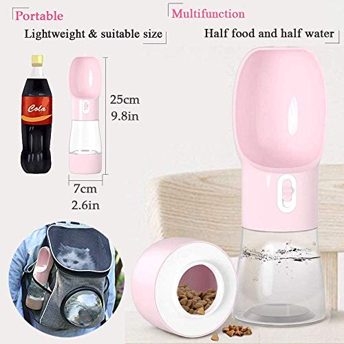  MAOCG Dog Water Bottle For Walking, Multifunctional And Portable Dog Travel Water Dispenser With Food Container,Detachable Design Combo Cup For Drinking And Eating,Suitable For Cats And Puppy