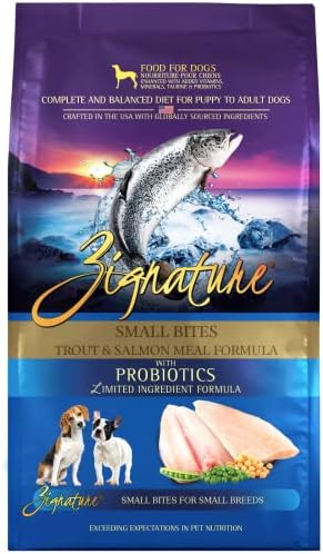  Zignature Trout & Salmon Limited Ingredient Formula Dry Dog Food Small Bites 4lb