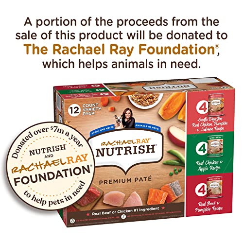  Rachael Ray Nutrish Wet Dog Food, Beef, Chicken, And Gentle Digestion Variety Pack, 13 Ounce Can (Pack Of 12)
