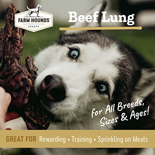  Farm Hounds Dehydrated Beef Lung For Dogs, 100% Natural, Humane Dried Beef Lung Treats For Dogs, Regenerative Agriculture Dog Training Treats & Food From Local Farms For All Dog Breeds & Sizes