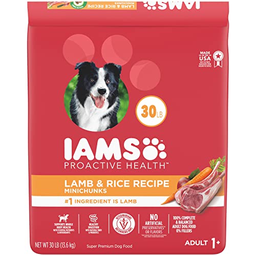  IAMS Minichunks Adult Dry Dog Food Lamb & Rice Recipe Dog Kibble, 30 Lb. Bag