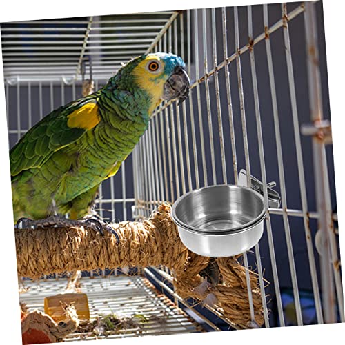  GARVALON 3pcs Stainless Steel Drinking Glasses Pet Water Bowl Macaw Cage Parrot Drinking Bowls Bird Feeding Dish Bird Water Dispenser Bird Water Holder Chinchilla Food Bowl Parrot Supplies