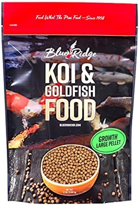  Blue Ridge Fish Food Pellets [14lb], Koi And Goldfish Growth Formula, Floating 3/16" Pellet, Balanced Diet