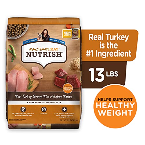  Rachael Ray Nutrish Dry Dog Food, Turkey, Brown Rice & Venison Recipe For Weight Management, 13 Pounds