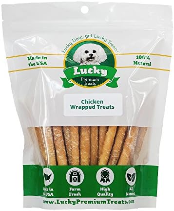  Lucky Premium Treats Chicken Basted Rawhide – All-Natural Rawhide And Beef Dog Treats For Small Dogs, Gluten Free Premium Small Dog Treats (15 Chews)
