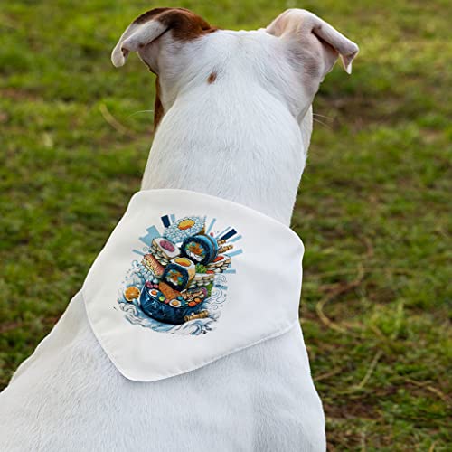 GENERIC Cartoon Sushi Pet Bandana Collar - Food Design Scarf Collar - Cute Dog Bandana - L