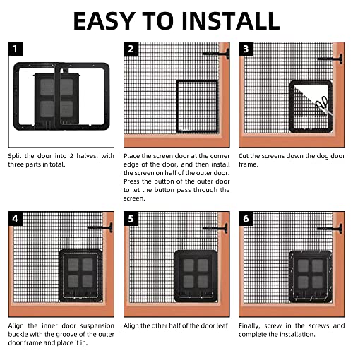  Cat Screen Door, Bautizadod Inside Opening 9.45 * 7.48 Inches Pet Door For Screen Door, Pet Door Magnetic Baffle, Automatic Adjustable Lockable Black Door For Puppy Dog And Cat Door, Easy To Install.