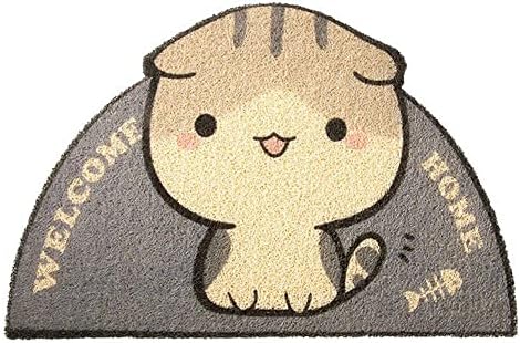 GENERIC Cat Litter Trapping Mat 23.6"x 15" For Cat Litter Box, Bathroom Mat, Bedroom Mat, Soft On Paws, Easy To Clean, Durable Cat Dog Bath Mat, Ripple Rug For Pet (Black Cat)
