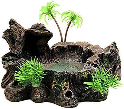  Aquarium Decoration Plant Resin Simulation Pot Turtle Lizard Climbing Pet Food Bowl Fish Tank Decoration Aquarium Supplies C