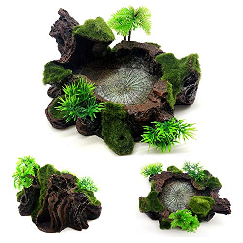  Aquarium Decoration Plant Resin Simulation Pot Turtle Lizard Climbing Pet Food Bowl Fish Tank Decoration Aquarium Supplies D