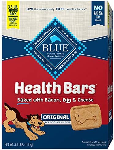  Blue Buffalo Health Bars Mini Natural Crunchy Dog Treats Biscuits, Apple & Yogurt 32-oz Box