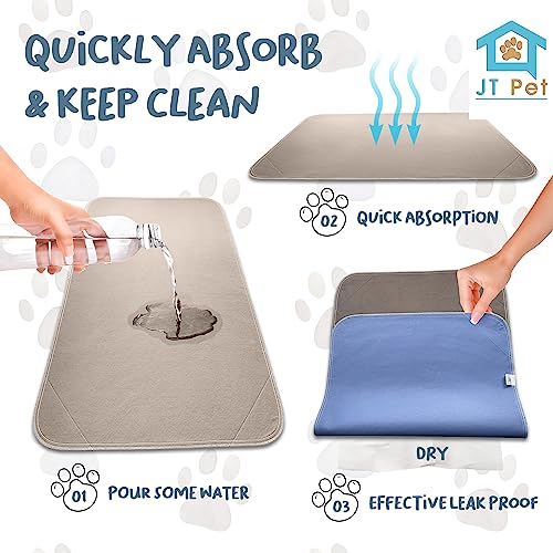  JT Pet Guinea Pig Cage Liner - Pack Of 4 Washable Pee Pads For Dogs, Smooth Fleece Guinea Pig Bedding For Cage & Crates, Reusable & Waterproof Puppy Pee Pads - 36x24 Inches, Brown Grey