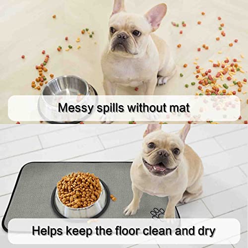  Sinland Microfiber Pet Bowl Mat Dish Drying Mat With Anti-Skid Backing 14.2Inch X 24Inch Grey