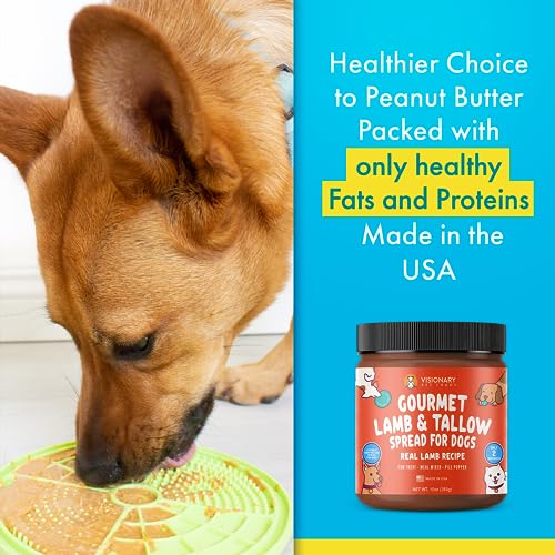  Visionary Pet Foods - Real Lamb Meat Spread For Dogs | Healthier Choice To Peanut Butter | Easy Use As Dog Lick Mat Treat, Chew Toy Filler, Meal Mixers Or Pill Pockets - 10 Fl. Oz Jar