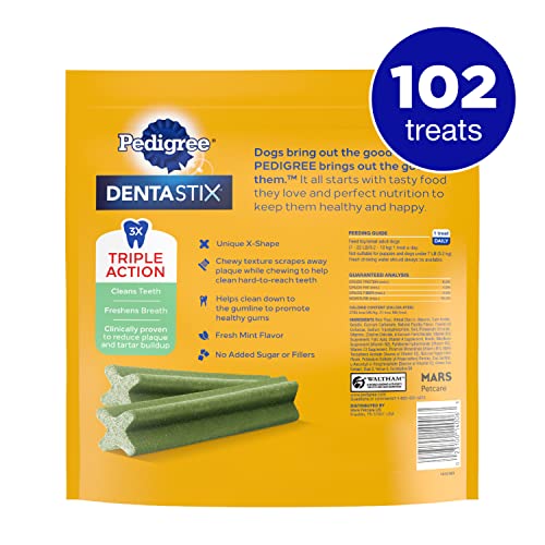 PEDIGREE DENTASTIX Dental Dog Treats For Toy/Small Dogs Fresh Flavor Dental Bones, 1.54 Lb. Value Pack (102 Treats)