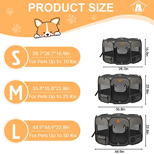  Ebyte Portable Foldable Pet Playpen/Dog Playpen For Small Dogs/Dog Enclosure/Cat Play Pen For Indoors Or Outdoor/Kennel/Tent/Free Travel Bowl+Carrying Case/with Removable Shade Cover (Brown)