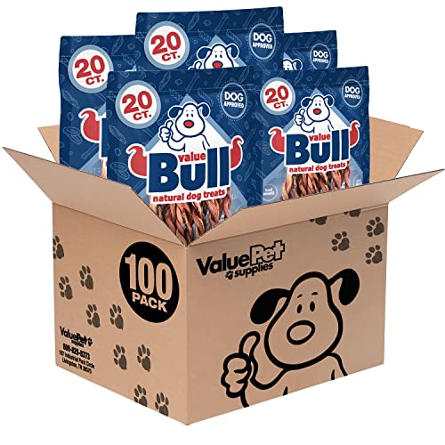  ValueBull Pizzle Twists, Premium Lamb, 100 Count - Natural Dog Treats, Grass-Fed