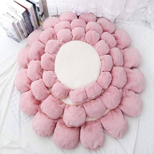  Big Incisors Best Dog Absorbant Mats, Warm Padded Flower Dog Bed Waterproof Washable Pet House Kennel Round Floor Carpet Crawling Mat-Pink-S Diameter 60cm