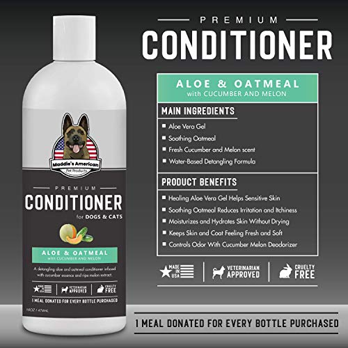  Maddie's American Pet Products Premium Aloe & Oatmeal Conditioner 16oz - Deodorizing, Soothes And Heals Itchy Skin, Detangles - For Dogs And Cats - Every Purchase Helps Homeless Pets